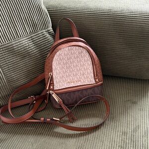 Michael Kors White, Tan, and Chocolate Mini Backpack